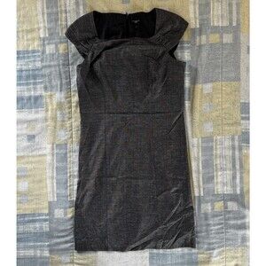 Ann Taylor Petite Gray Cap Sleeve Casual Square Neck Women's Dress Sz 10P